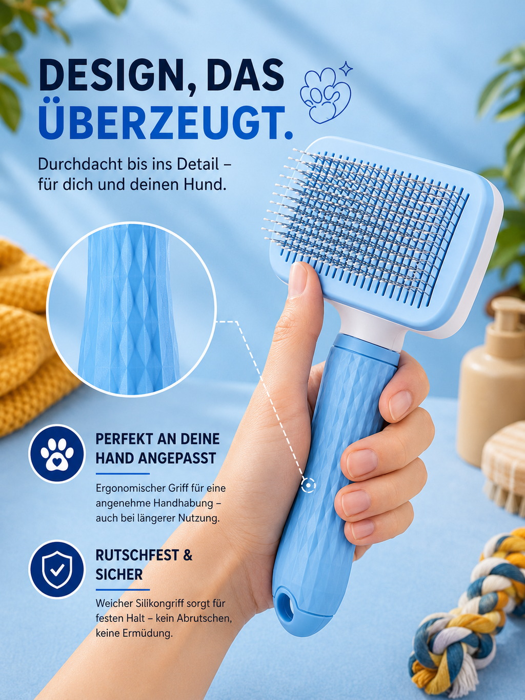 Ruhepfote Fellpflegebürste für Hunde - Sanfte Fellpflege & Haarentfernung
