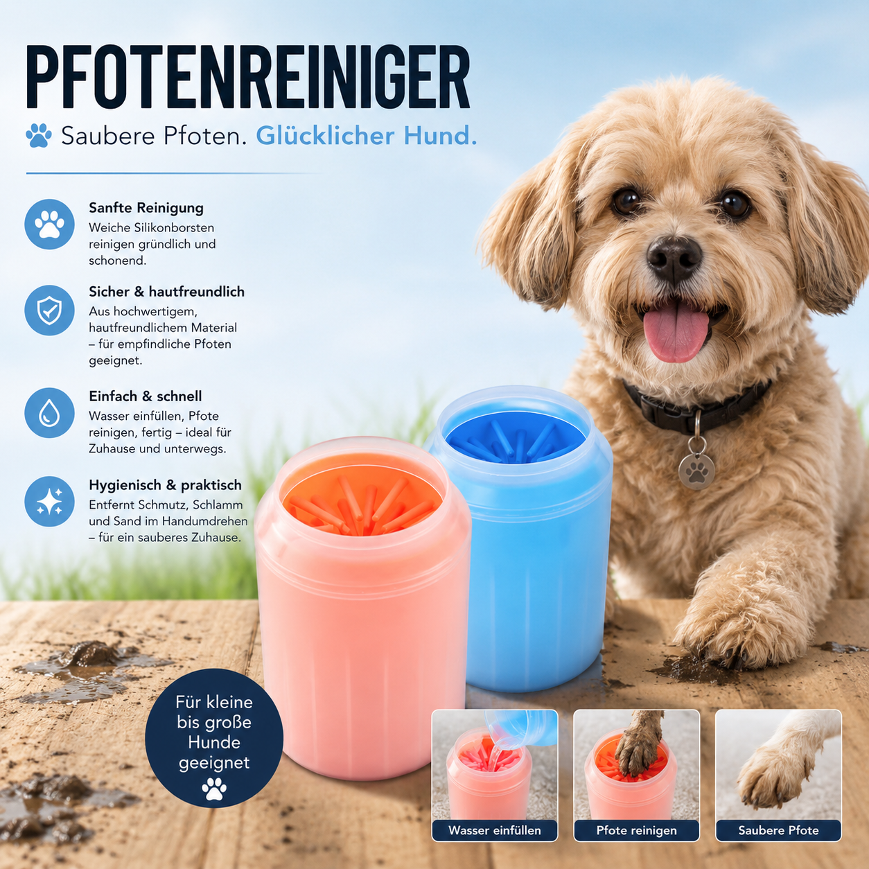 Ruhepfote Pfotenreiniger für Hunde – Saubere Pfoten in Sekunden